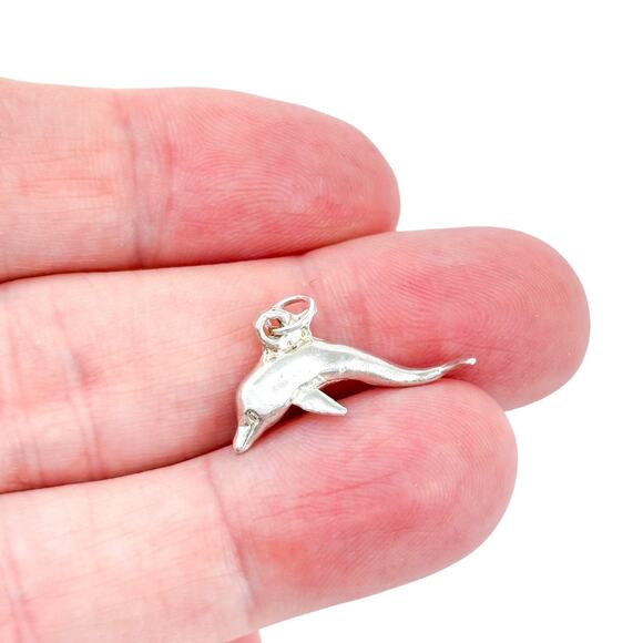 Vintage Sterling Silver 925 Dolphin Charm Pendant - Picture 1 of 10